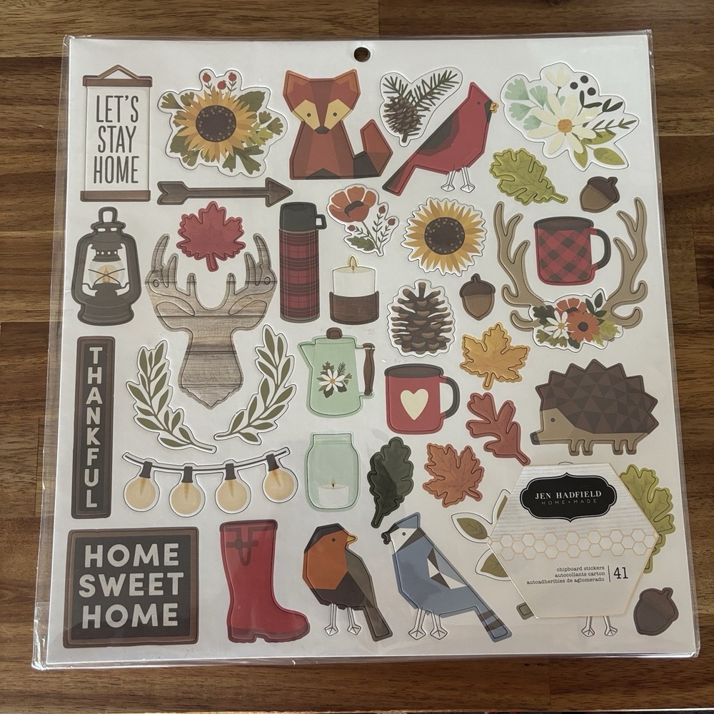 Jen Hadfield Clipboard Stickers Thankful Autumn Season Scrapbook NEW ( 1 PACK )